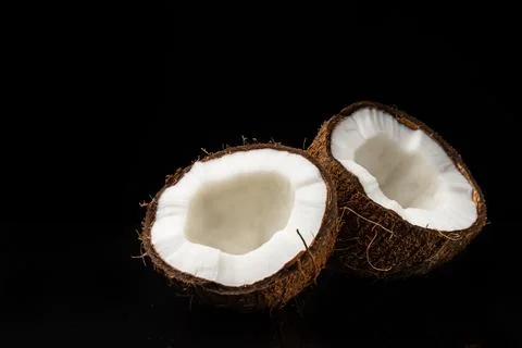 Coconut on a black background Foto stock