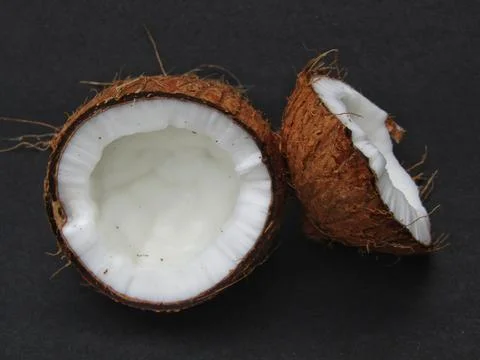 Coconut on black background Fotos Stock