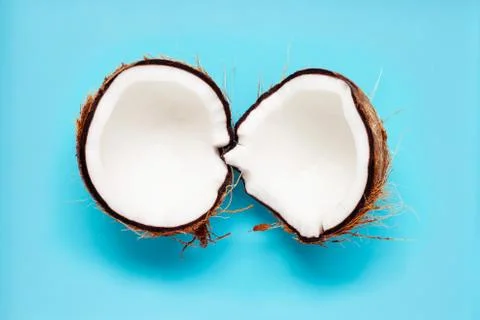 Coconut on blue background. 스톡 사진