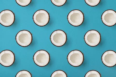 Coconut on blue background Stock Photos