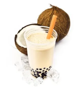Coconut boba bubble tea Stock Photos