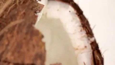 Coconut Broken close up Video stock 98247478
