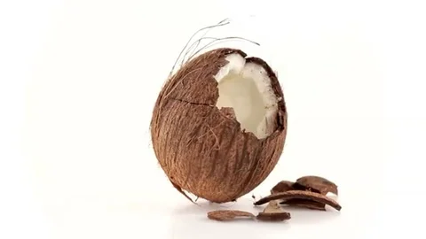 Coconut broken far view Video stock 98247479