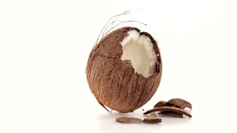 Coconut broken far view Stock Footage 98247491