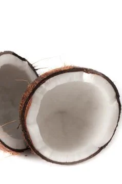 Coconut broken in half Stock Photos