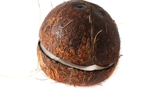 Coconut broken in half Stock-Fotos