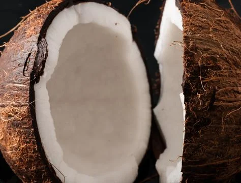 Coconut broken in half Stock Photos