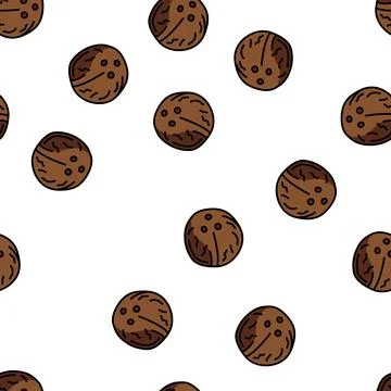 Coconut brown vector seamless pattern Stock Illustration