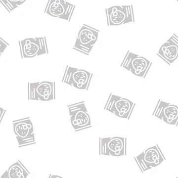 Coconut chips snack glyph vector seamless pattern イラスト素材