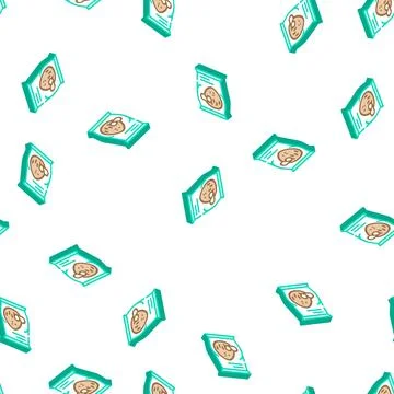 Coconut chips snack isometric icon seamless pattern イラスト素材