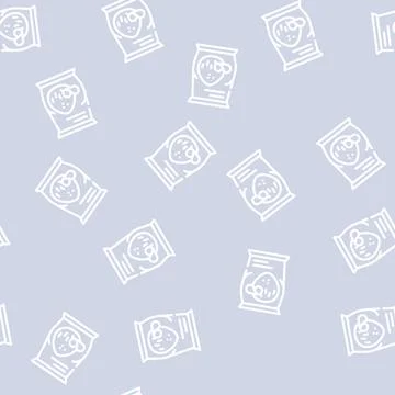 Coconut chips snack line vector seamless pattern イラスト素材