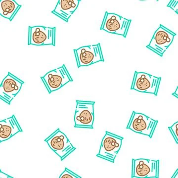 Coconut chips snack vector seamless pattern 스톡 일러스트
