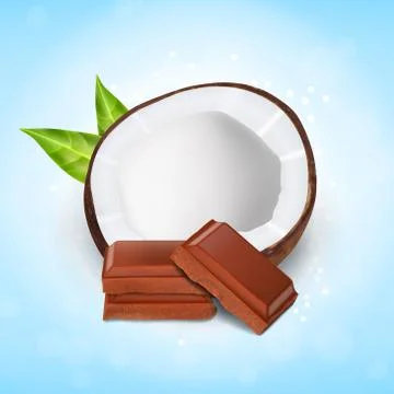 Coconut with chocolate Stock Illustration