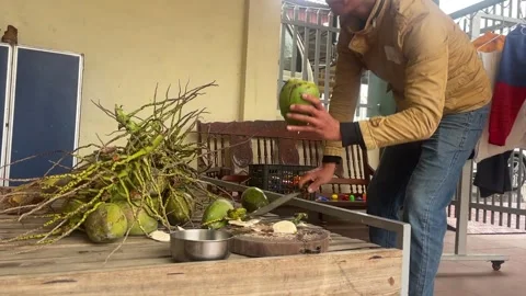 Coconut chopper Stock Footage 300233509