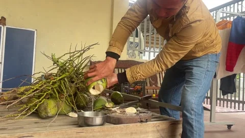 Coconut chopper Stock Footage 300233513