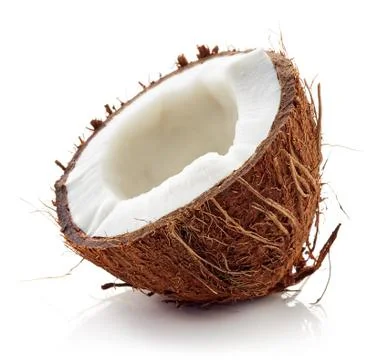 Coconut close up isolated on white Foto stock