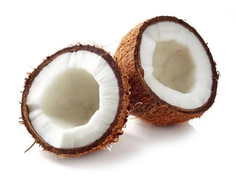 Coconut close up isolated on white Stock Photos