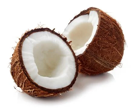Coconut close up isolated on white Stock Photos