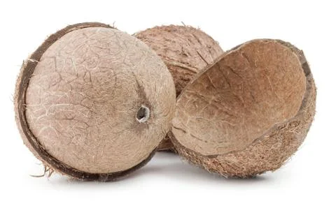 Coconut close-up on white Stock Photos