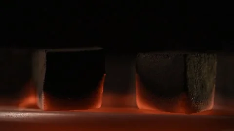 Coconut coal for hookah warmed up. Timelapse video Stock Footage 147686492