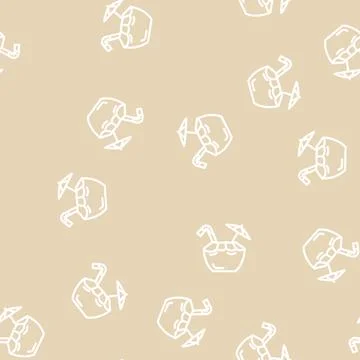Coconut cocktail drink line vector seamless pattern Stock Illustration