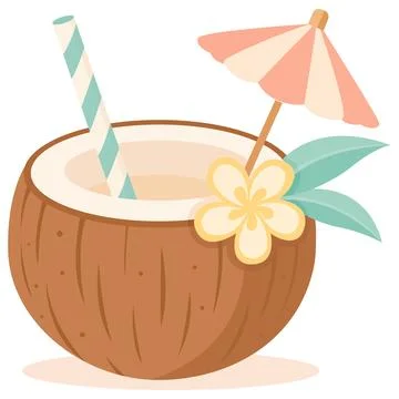 Coconut cocktail drink vector illustration Stock Illustration