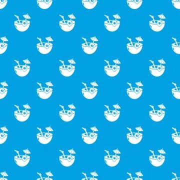 Coconut cocktail pattern seamless blue Stock Illustration