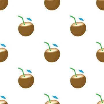 Coconut cocktail pattern seamless vector イラスト素材