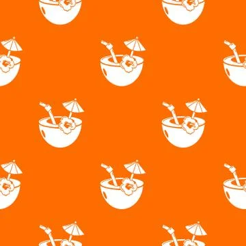 Coconut cocktail pattern vector orange イラスト素材