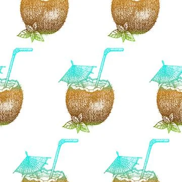 Coconut Cocktail Seamless Pattern Illustrazione stock