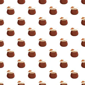 Coconut cocktail tropical drink pattern for summer vacation Stock Illustration