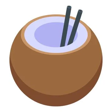 Coconut cocktail with two straws and purple liquid is ready to drink Stock Illustration
