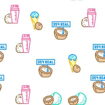 Coconut coco fruit white tropical vector seamless pattern Stock Illustration