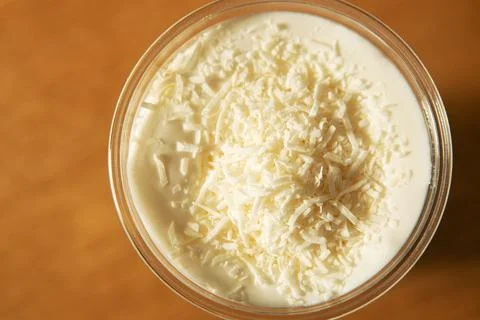 Coconut coffee on the table Stock Photos