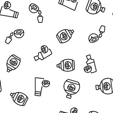 Coconut Cosmetic Pack Vector Seamless Pattern イラスト素材