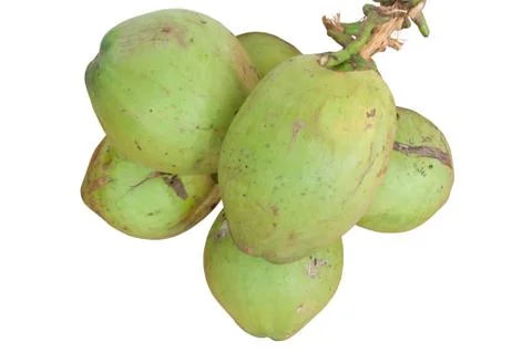 Coconut crumble isolate white background,group of green coconuts Stock Photos