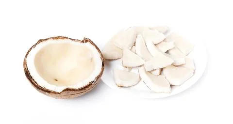 Coconut cut in half on white background 写真素材
