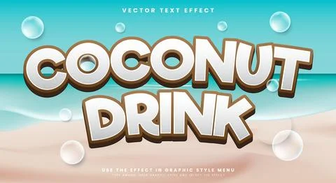 Coconut Drink editable text effect template Stock Illustration