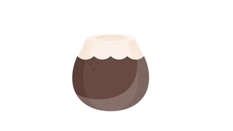 A coconut drink featuring a straw, emphasizing the coconut's textured shell.. Stock Footage 332475120