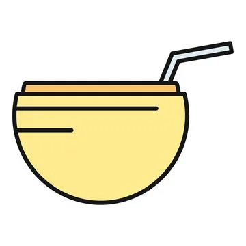 Coconut drink icon representing tropical summer refreshment Stock Illustration
