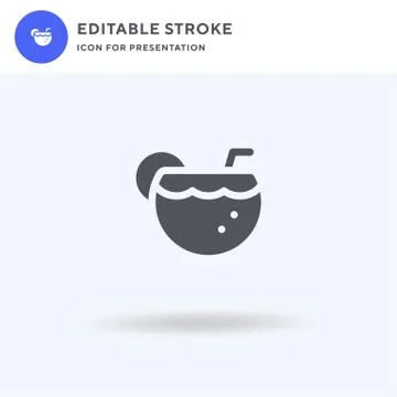 Coconut Drink icon vector, filled flat sign, solid pictogram isolated on whit 스톡 일러스트