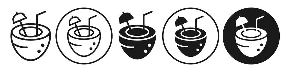 Coconut drink icon vector set collection for web Stock Illustration