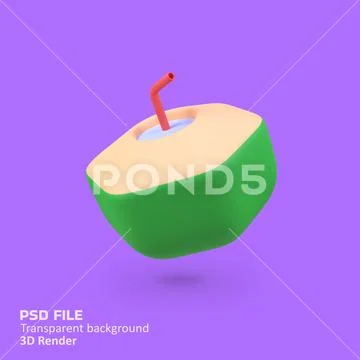 Coconut drink isolated 3d render icon illustration PSD Template