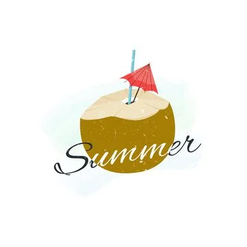 Coconut drink isolated on white background. Vector illustration. Stock Illustration