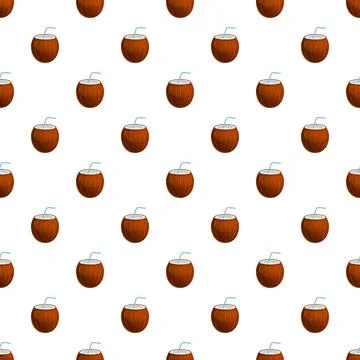 Coconut drink pattern featuring tropical exotic summer beverage Stock Illustration