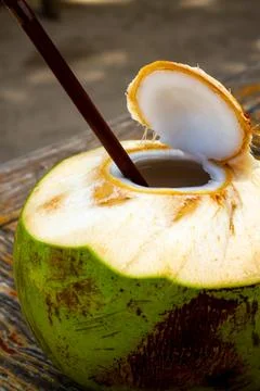 A coconut drink Stock Photos