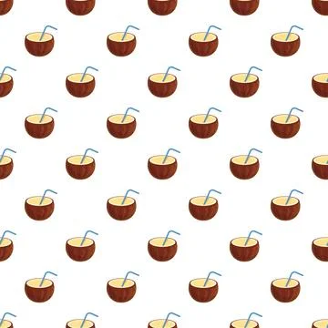 Coconut drink seamless pattern for a tropical background Stock Illustration