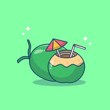 Coconut Drink Vector Illustration Tropical drink summer driink and fruit Stock Illustration