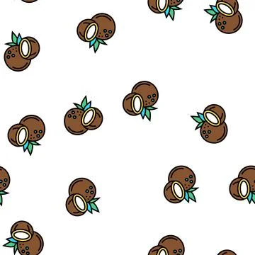 Coconut exotic nut vector seamless pattern Stock Illustration