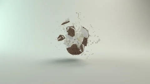Coconut explosion splash milk Stock Footage 131738801
